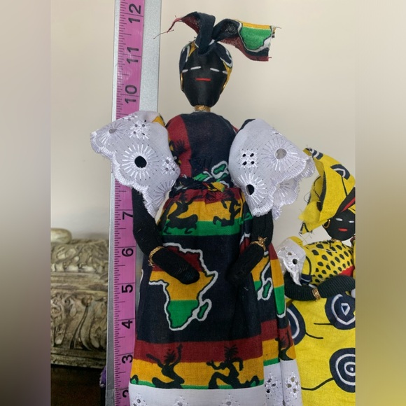 Beautiful African Folk Art Cloth Dolls/Figurines ~ Mother & Daughter’s Set of 3 - Picture 11 of 11